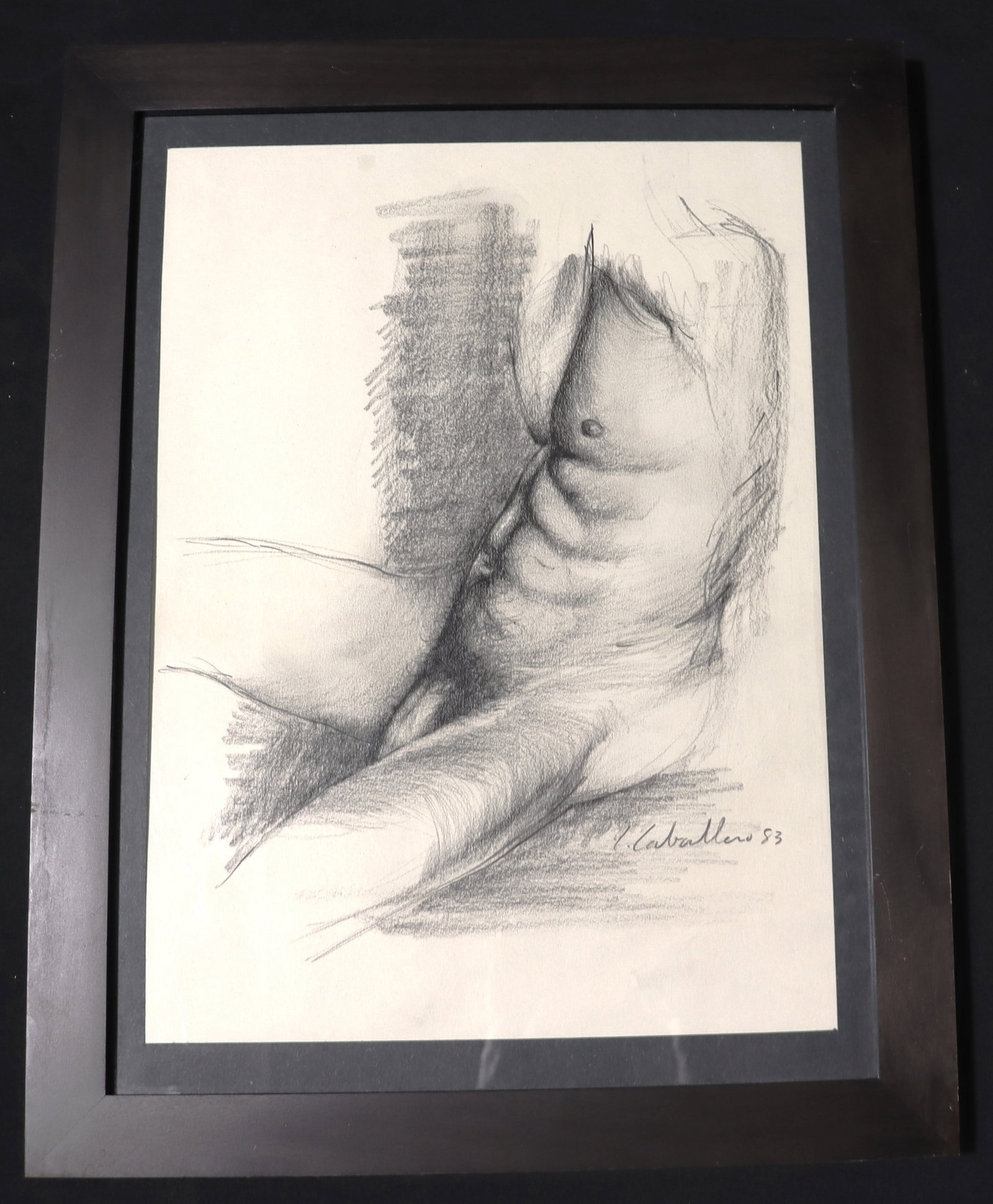 Framed Charcoal on Paper signed LUIS CABALLERO (1 of 4)