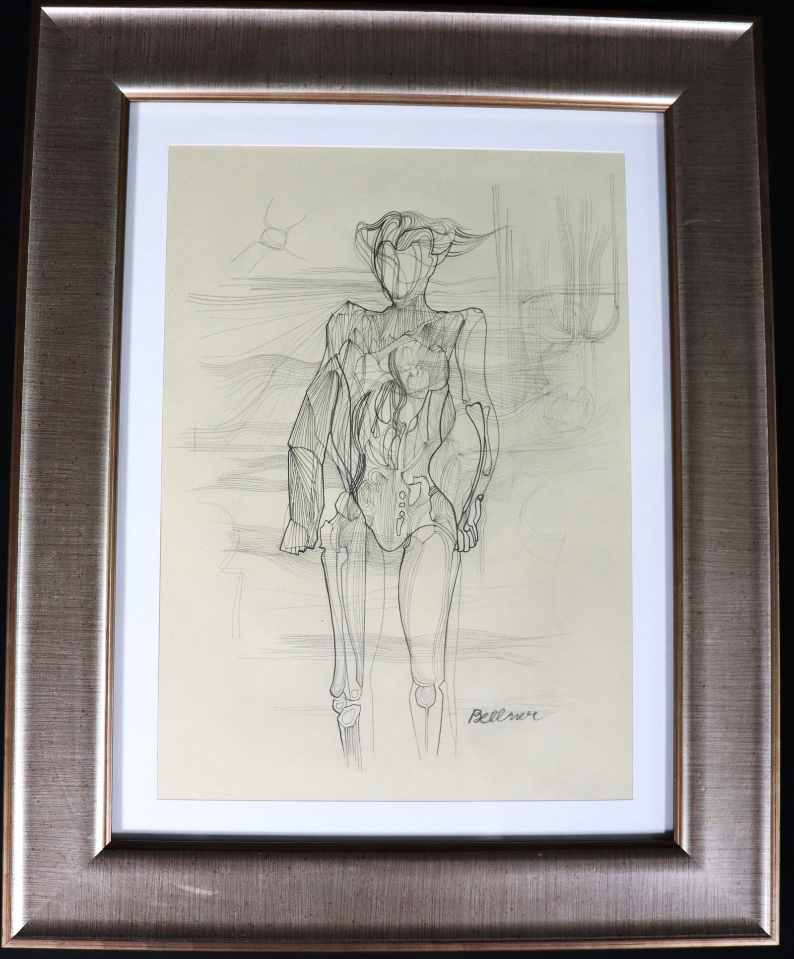 Framed Pencil On Paper Signed Bellmer - 2