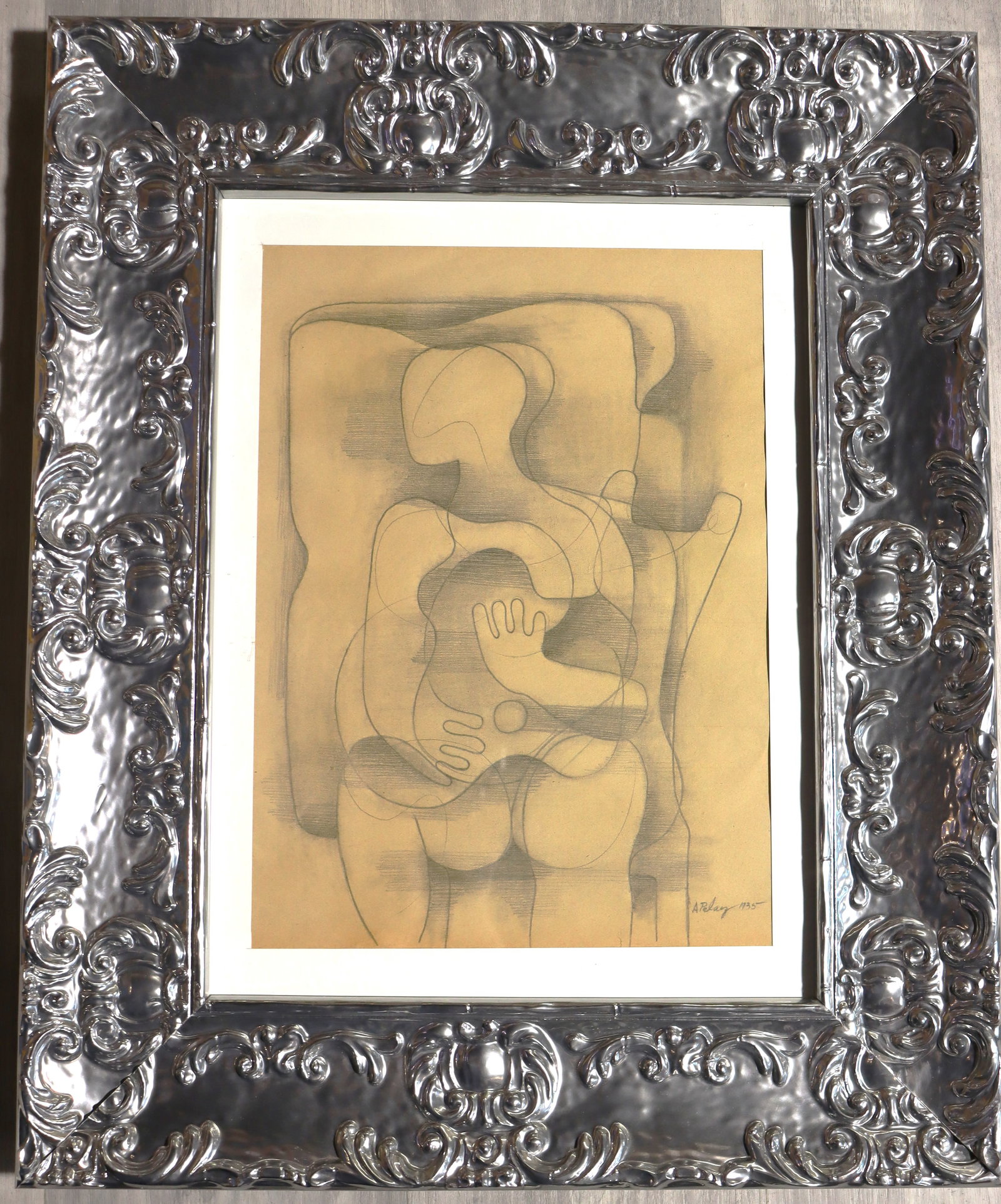 Framed Pencil on paper signed Amelia Pelaez and dated 1935 (1 of 5)