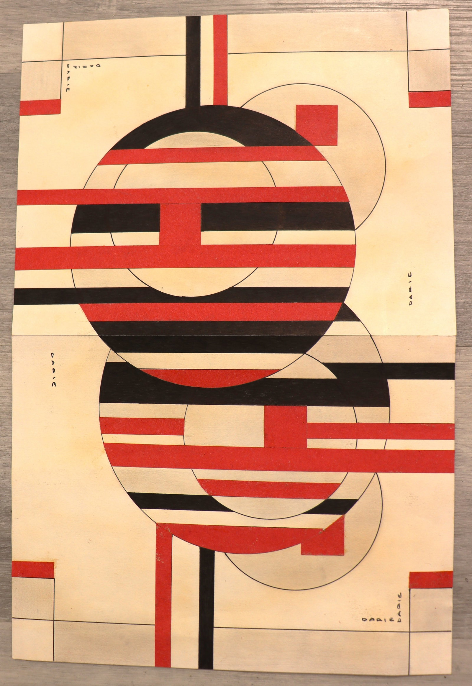 Unframed Mixed Media Collage a on paper signed Darie with COA (1 of 7)