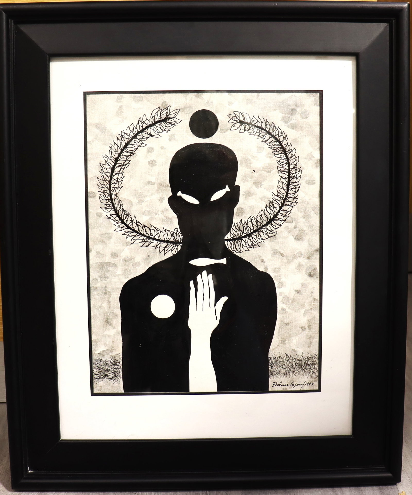 Framed Mixed Media on paper signed Belkis Ayon and dated 1993 (1 of 4)