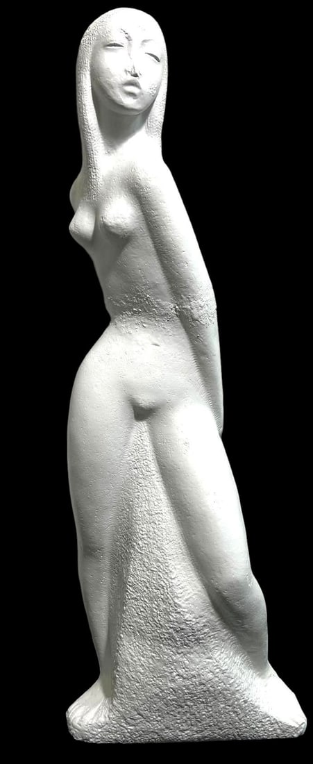 Sculpture of Nude Woman signed Chuck Dodson: Chuck Dodson, American (1908-1993). Original sculpture of nude woman by Florida artist Chuck Dodson who was a resident artist at the renowned Grove House Studios in Coconut Grove, Florida. Dodson's ca