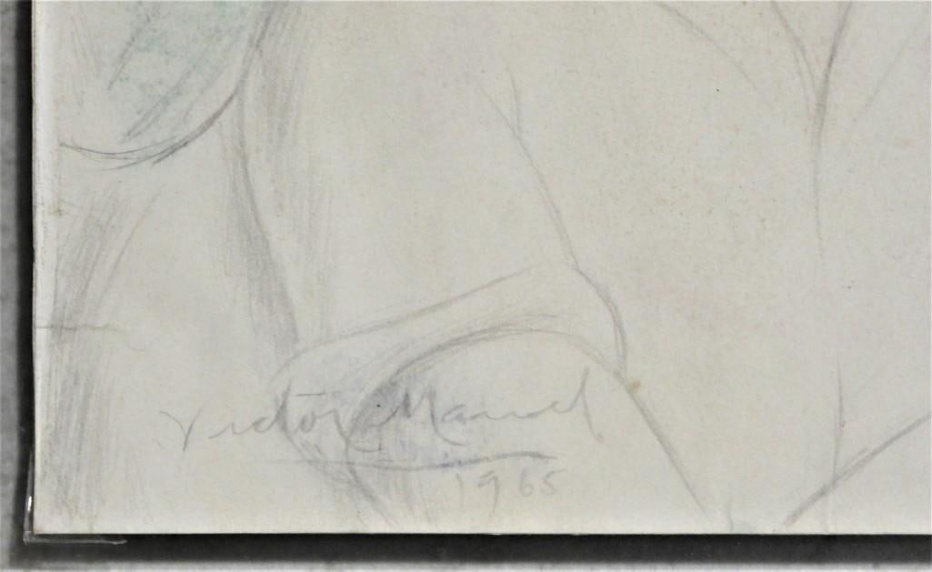Framed drawing signed lower left Victor MANUEL - 3