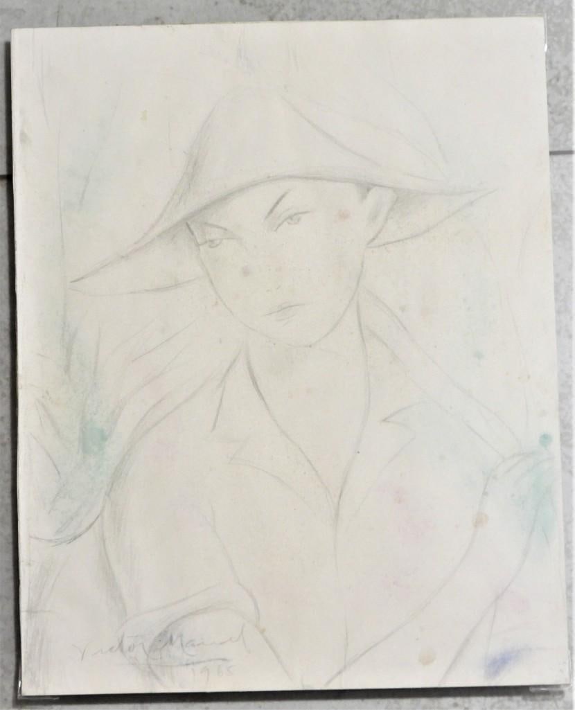 Framed drawing signed lower left Victor MANUEL - 5