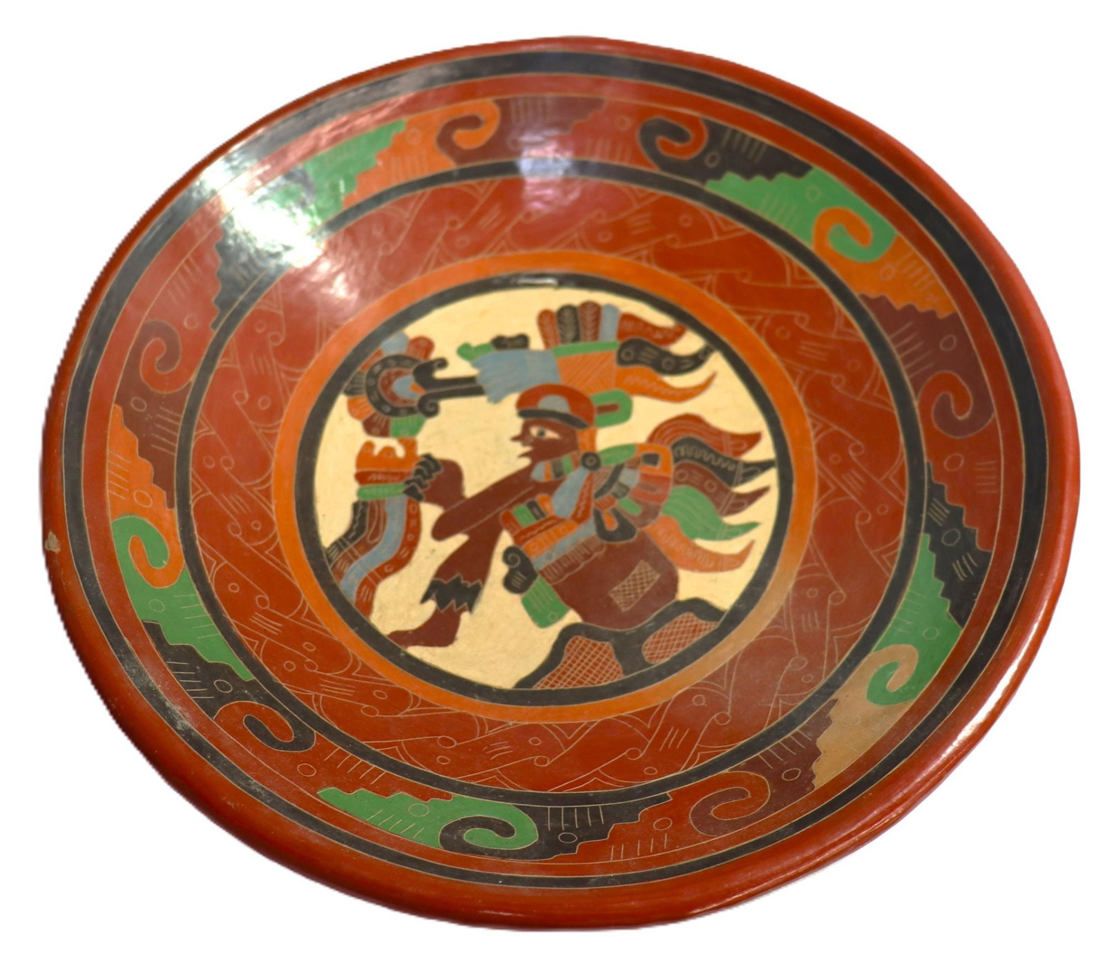 Mexican Folk Art Pottery Charger Plate Mayan Styl (1 of 4)