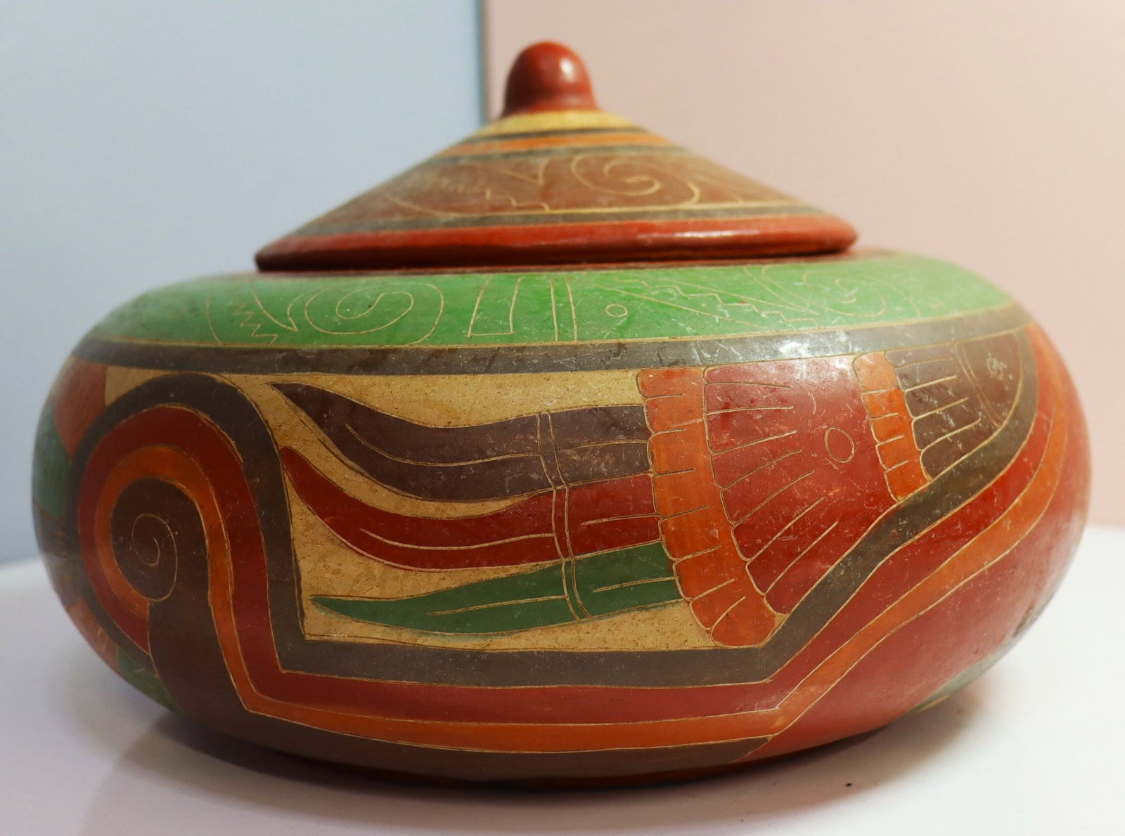 Pre-Columbian Style Terracotta Pottery Vessel wit (1 of 9)