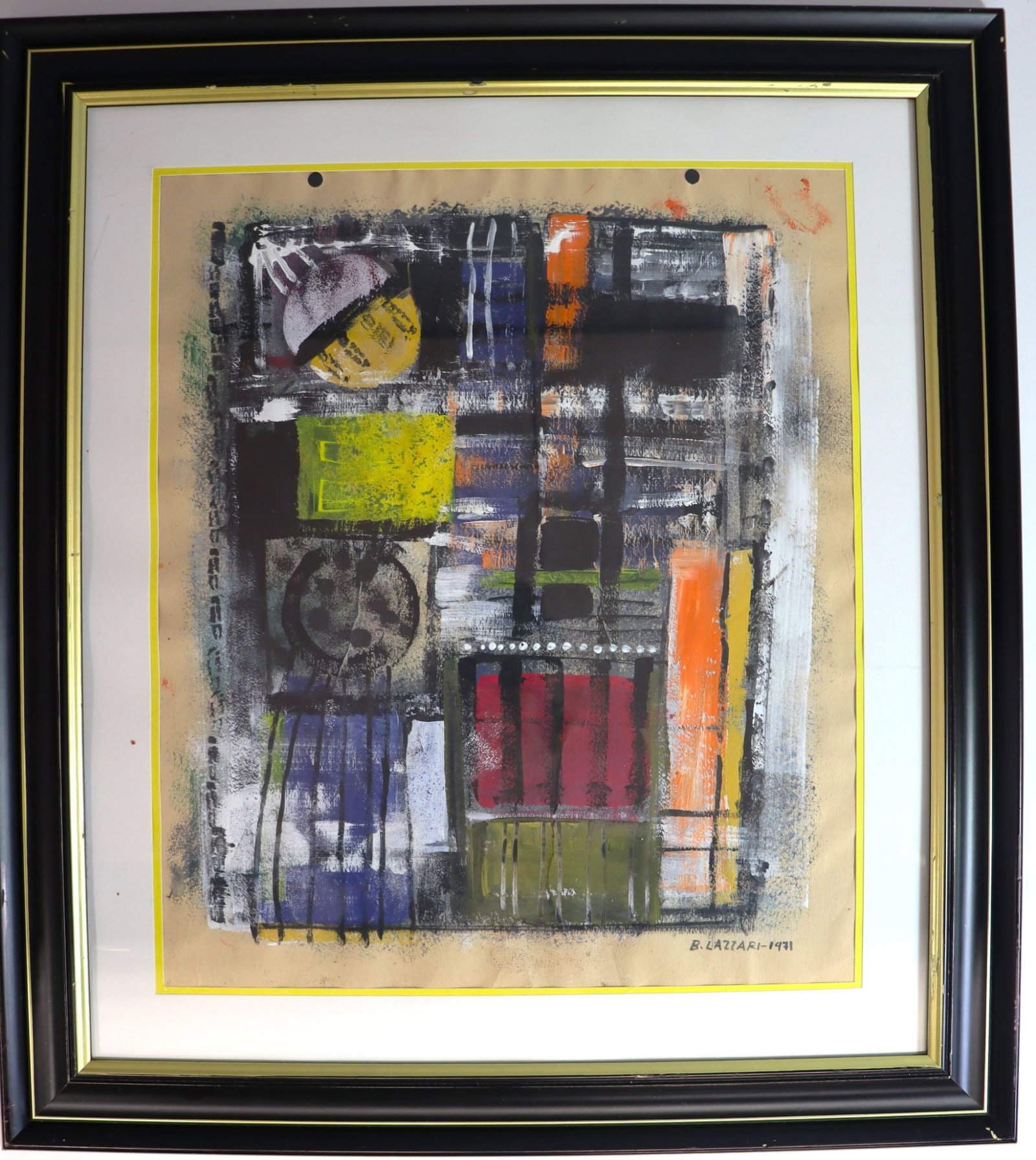 B. Lazzari (1971) Abstract Mixed Media Painting F (1 of 5)