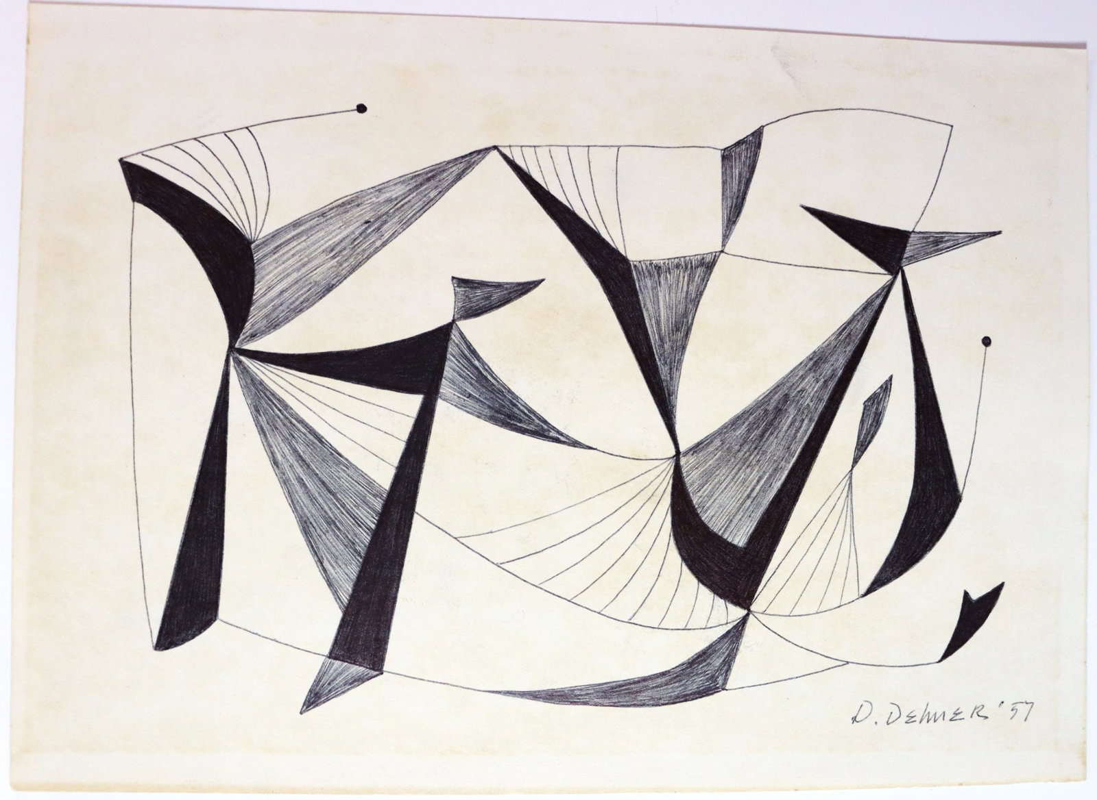 D. Dehmer '57 Mid-Century Modern Abstract Ink Dra (1 of 4)