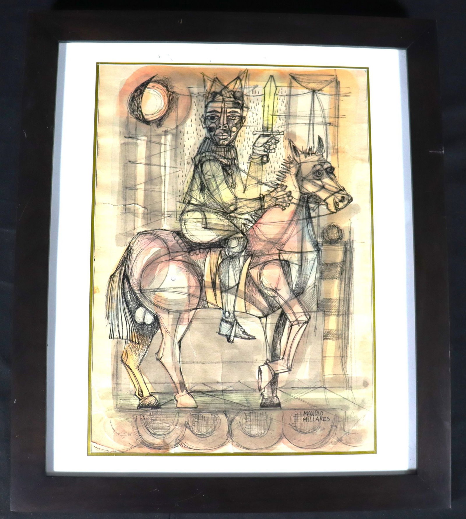 Manolo Millares Mixed Media King on Horseback Dra (1 of 6)