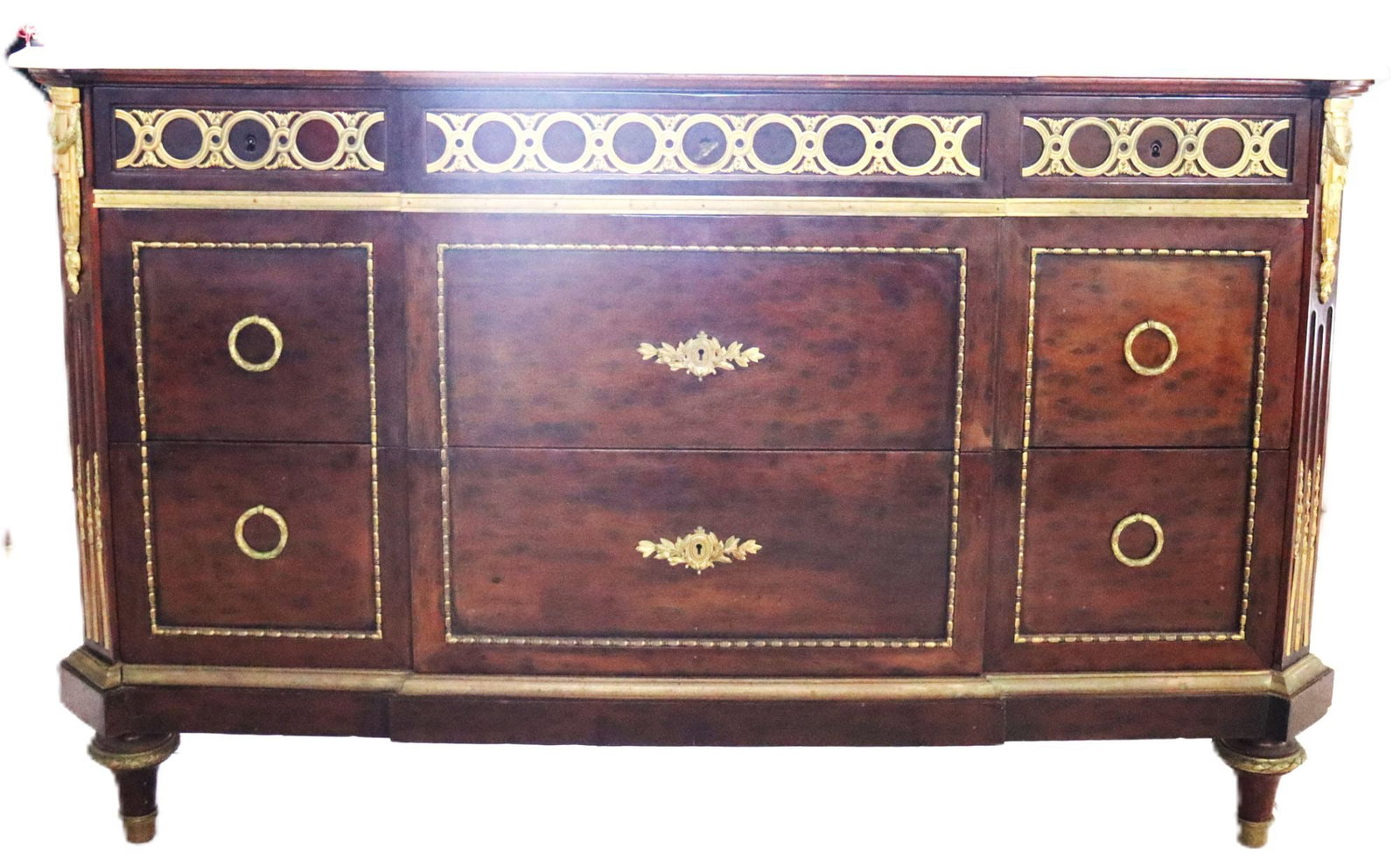 Antique Empire Style Marble Top Commode with Ormo - 2