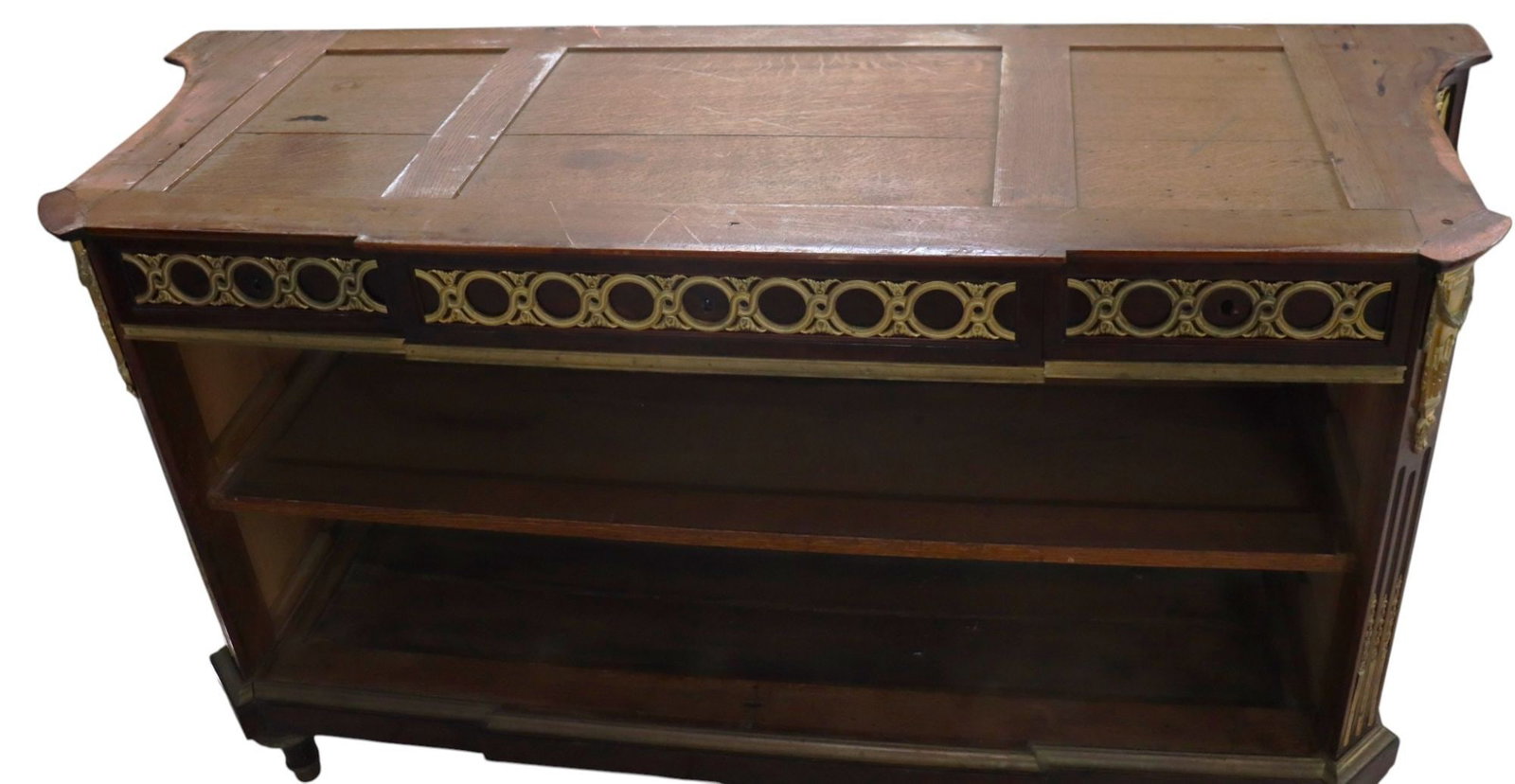 Antique Empire Style Marble Top Commode with Ormo - 6