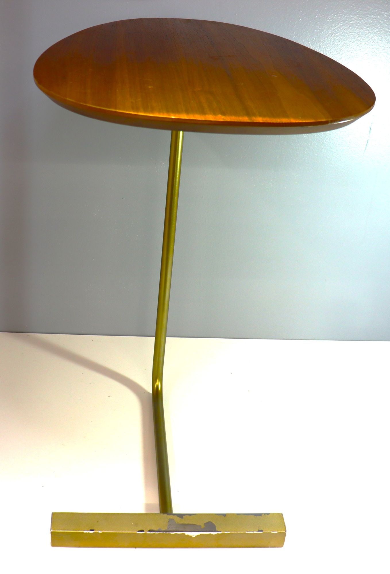 Charley C Side Table Walnut Top Brass Base Modern - 2