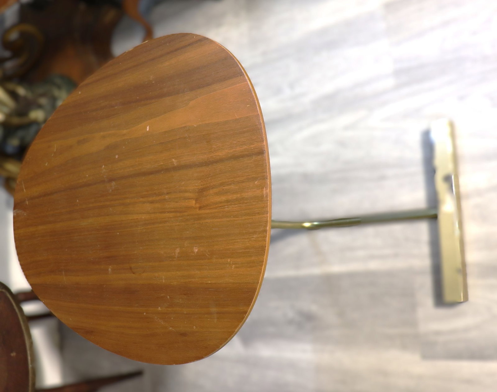 Charley C Side Table Walnut Top Brass Base Modern - 3