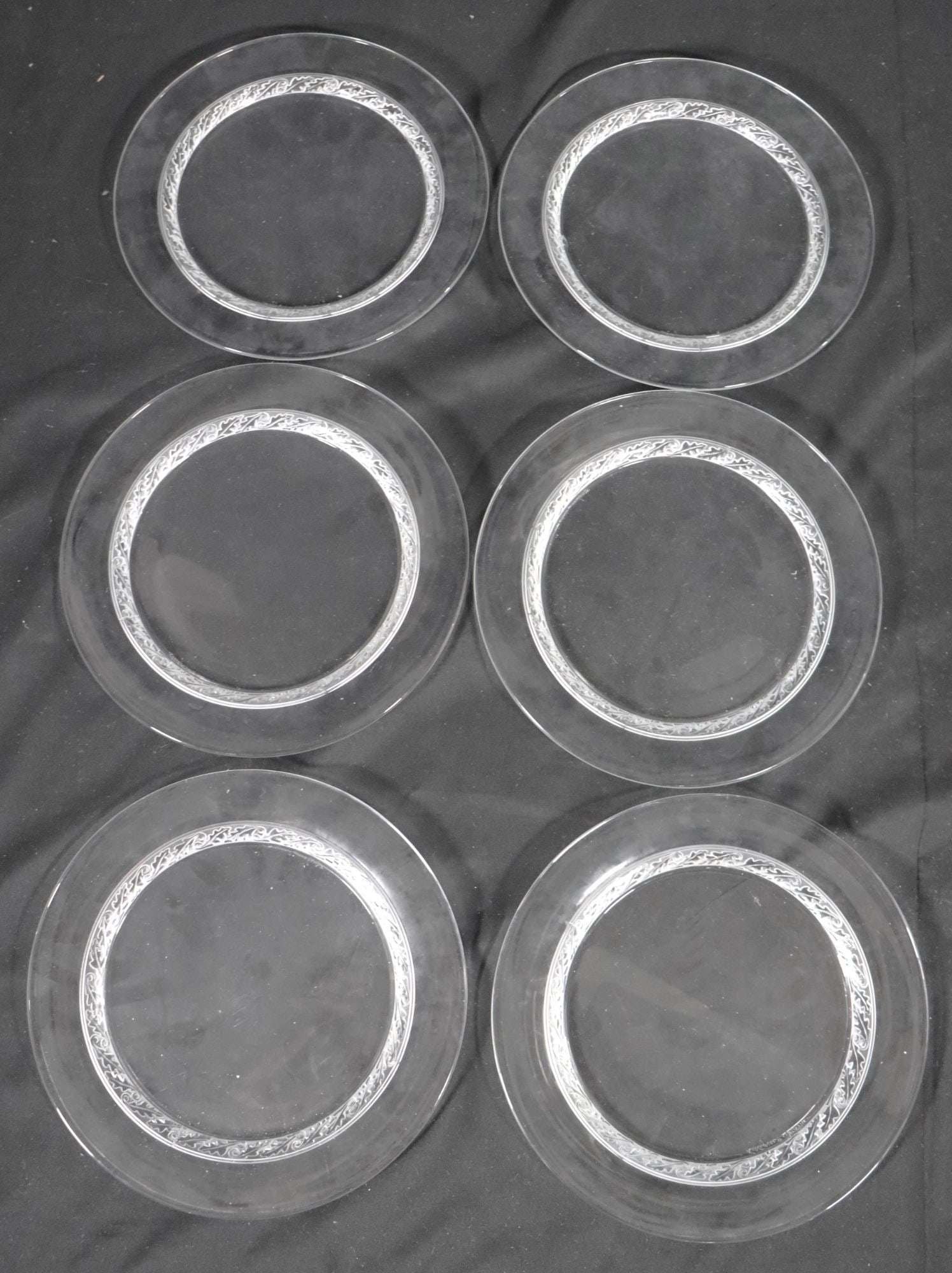 Set of 6 Lalique Ondine Clear Crystal Dessert Pla (1 of 6)