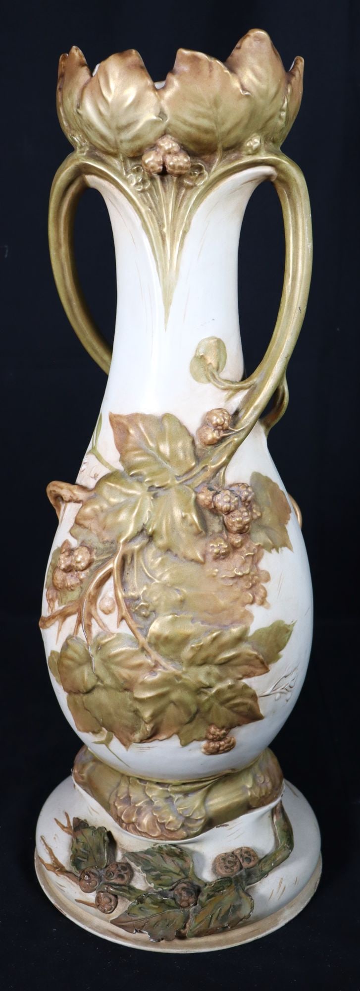 Art Nouveau Hand-Painted Ceramic Vase with Emboss (1 of 8)