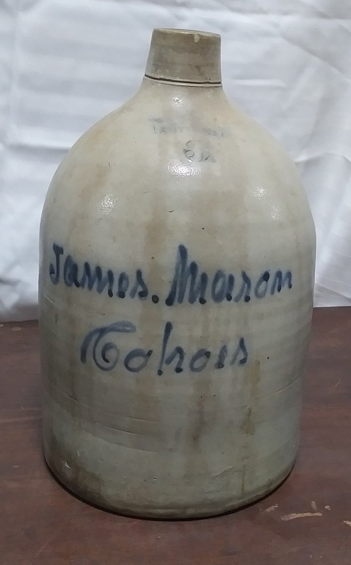 3 gallon jug West Troy Signed James Marom Cohoes, NY (1 of 4)