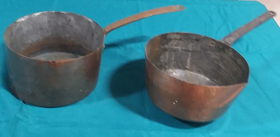 2 19th Century copper handled pots (1 of 3)