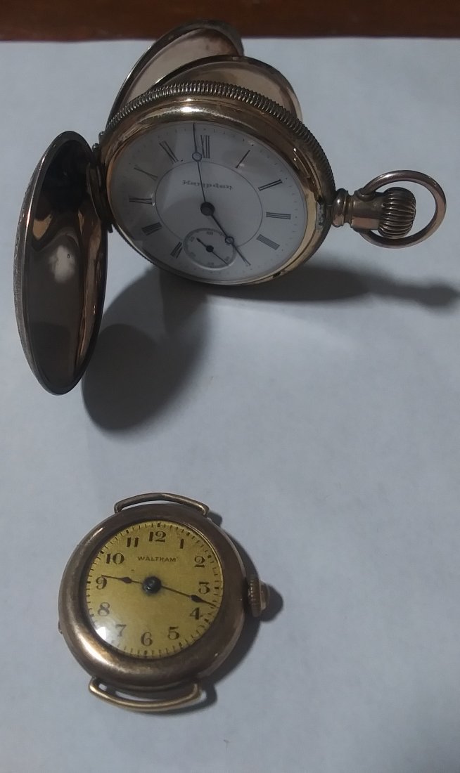 Hamden pocket watch and ladie's Waltham watch (1 of 2)
