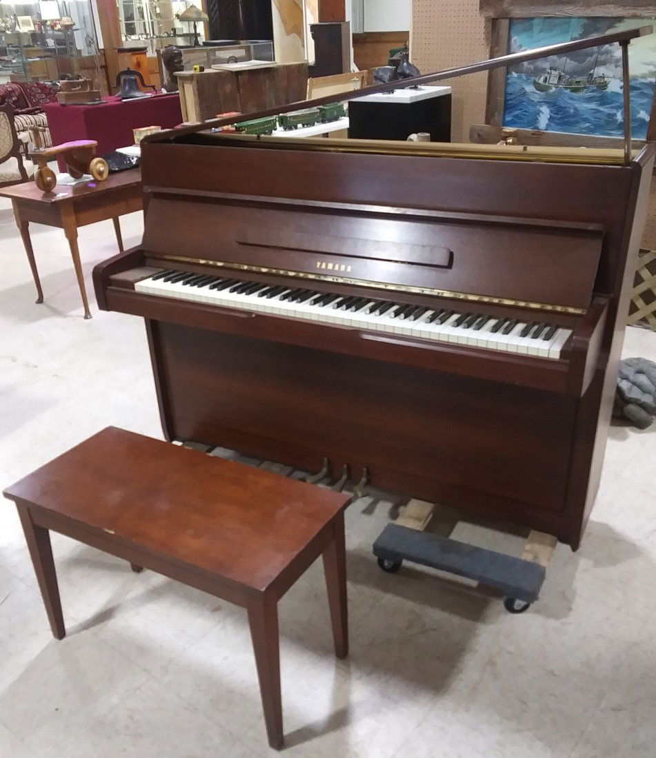 Art Deco era mahogany case piano with bench (1 of 5)