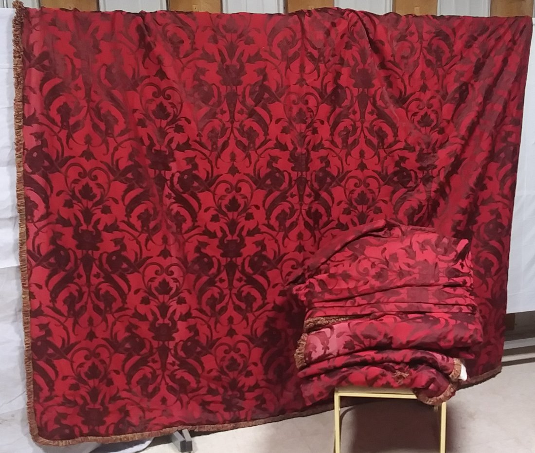 Two pair of satin and silk tapestry curtains Circa 1900 (1 of 3)