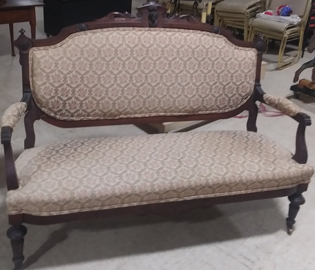 Circa 1860 setee Jenny Lind head original varnish: Circa 1860's setee with Jenny Lind head with original varnish