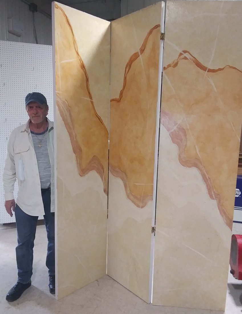Large 4-panel painted modernist screen (1 of 3)