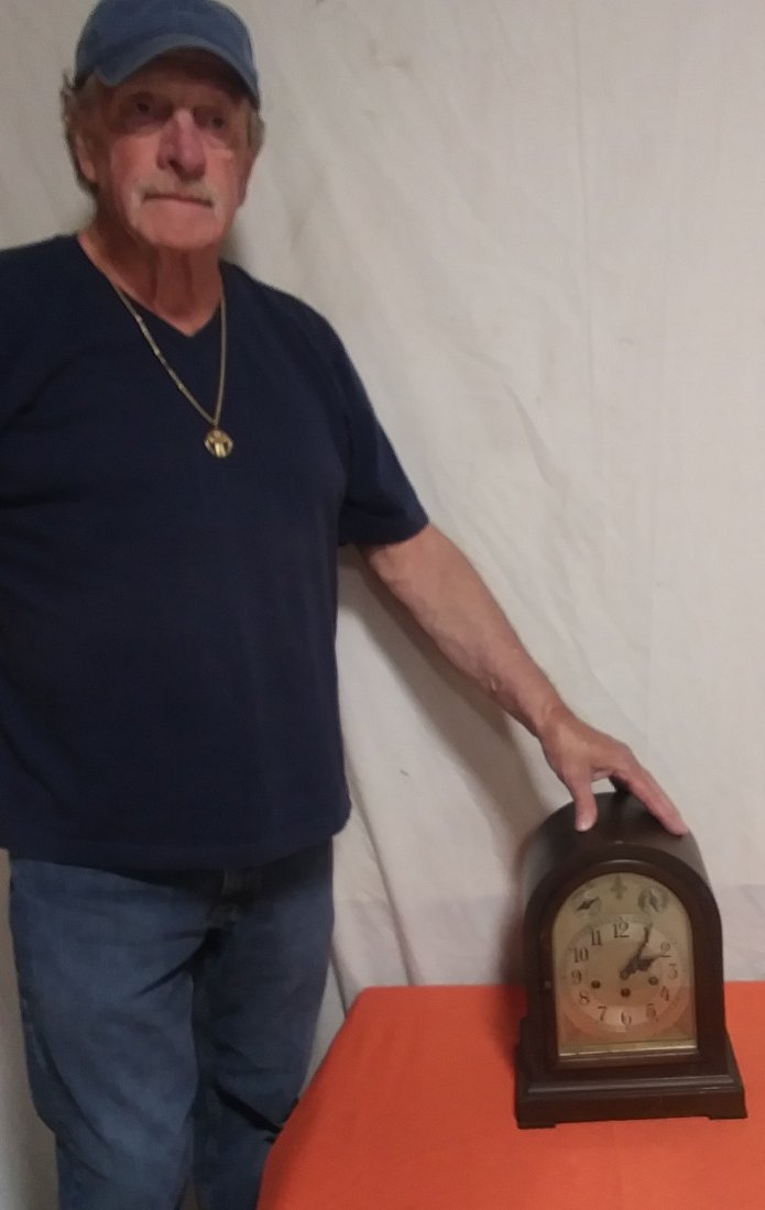 Seth Thomas Beehive cased clock: Steel dial, time, strike and chime