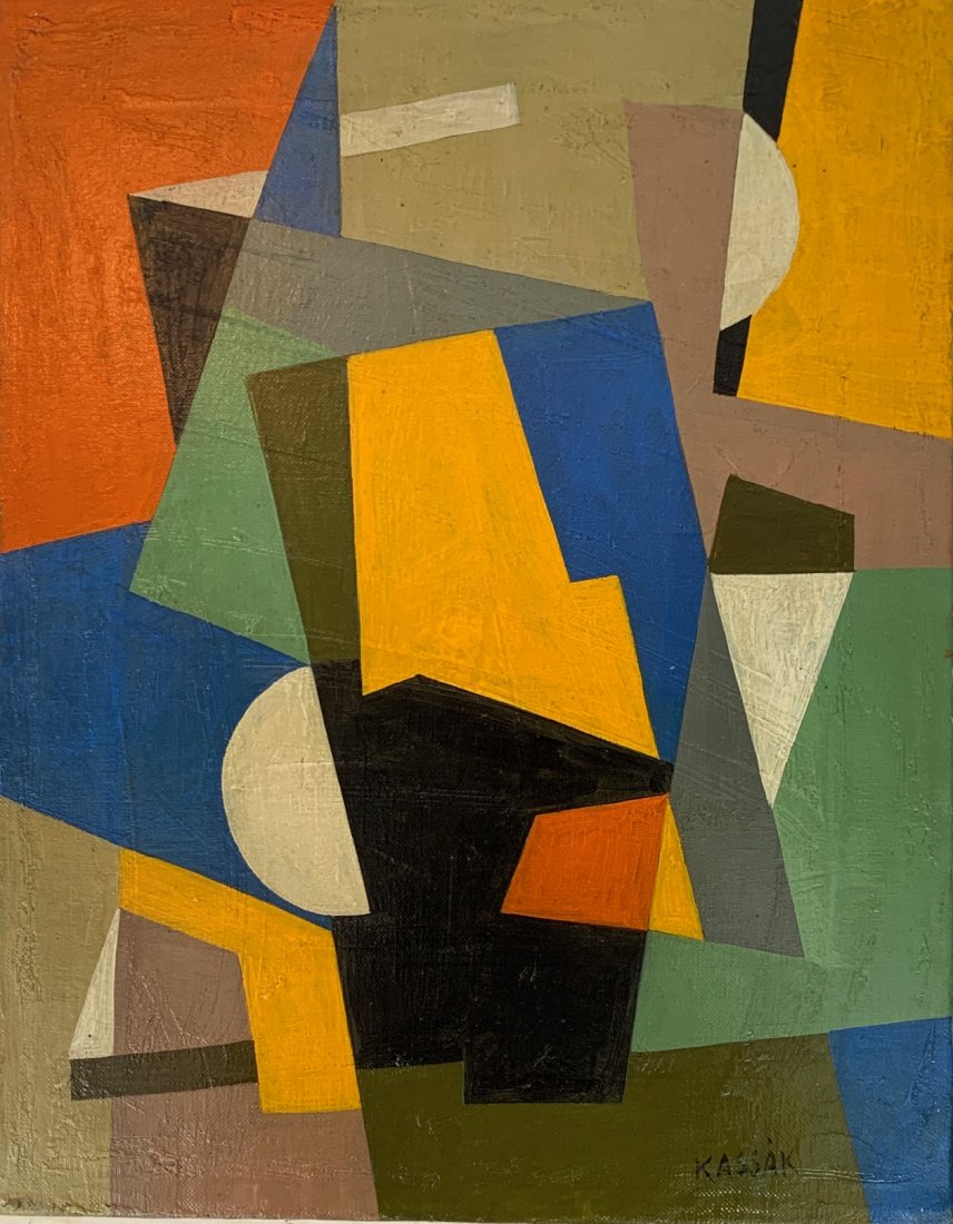 Lajos Kassak (1887-1967) Attributed oil/canvas 12x15.5”: Lajos Kassak (1887-1967) Attributedoil/canvas 12x15.5”
