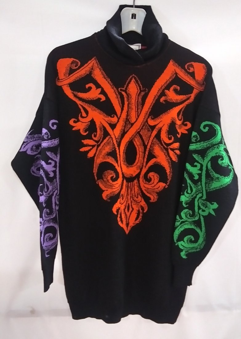 Black Multi colored print Versace sweater: Black Multi colored print Versace sweater