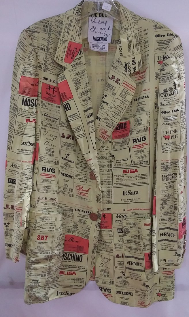 Moschino yellow blazer with designs size medium: Moschino yellow blazer with telephone directory designs size medium