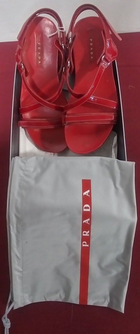 Prada sandals red, leather, flats size 6: Prada sandals red, leather, flats size 6