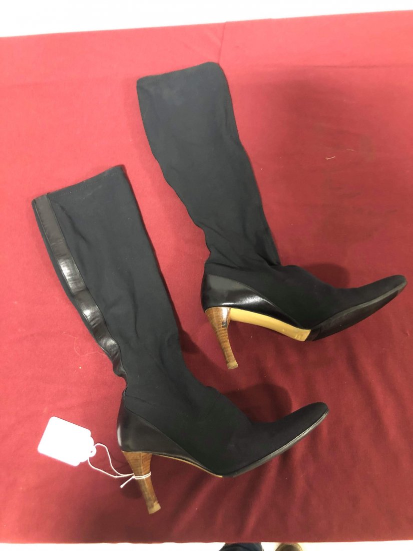 Gucci high heeled wooden boots leather Lycra size 36: Gucci high heeled wooden boots leather Lycra size 36