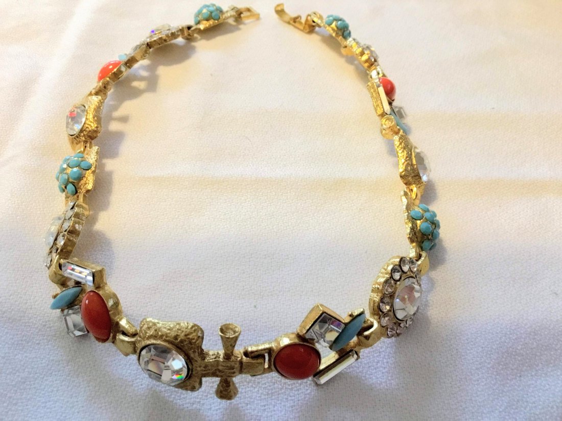 Christian LaCroix gold tone multi stone necklace: Christian LaCroix gold tone multi stone necklace