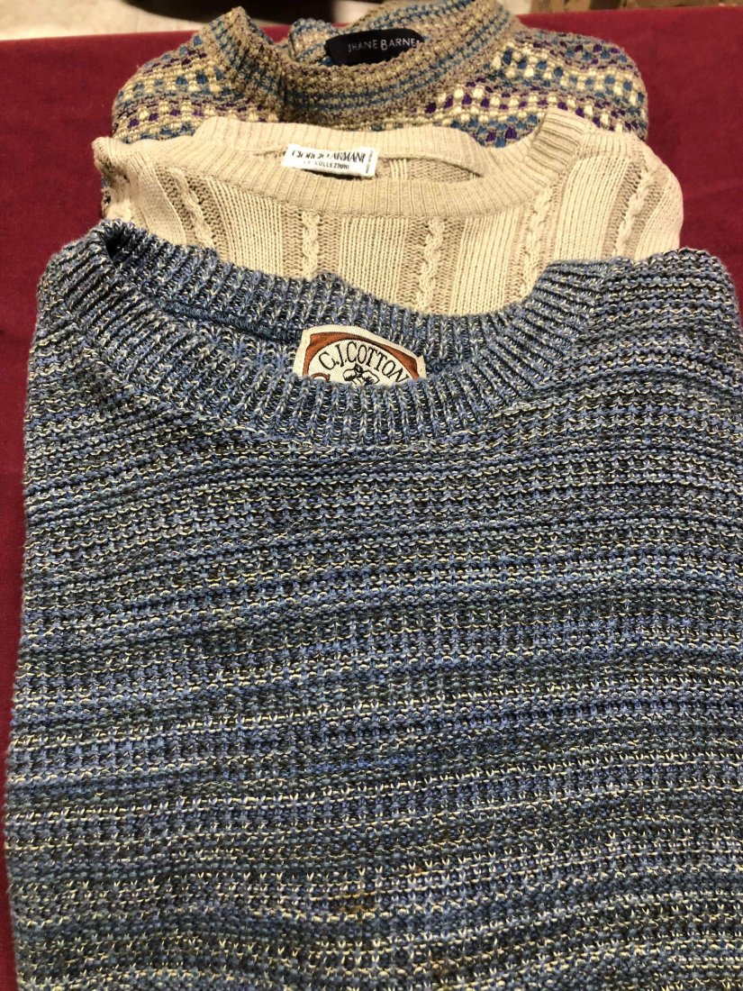 3 large Mens sweaters by Armani size Large: 3 large Mens sweaters by Armani size Large some light staining