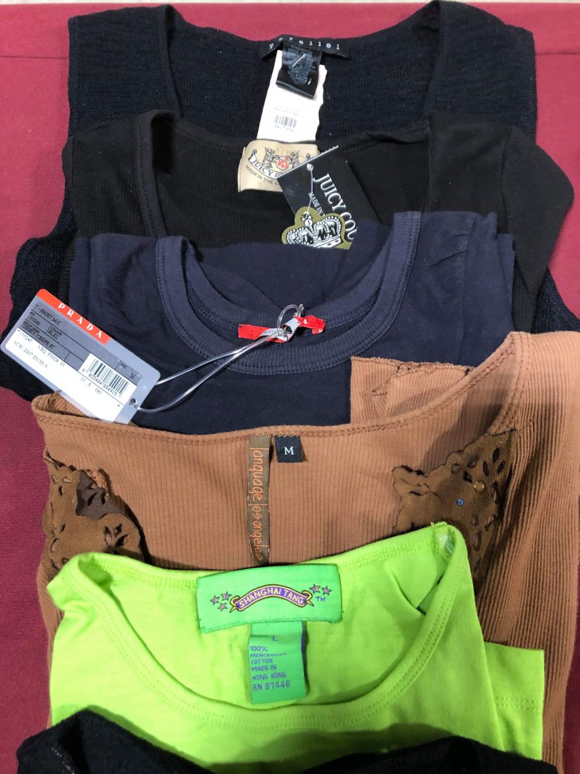 Lot of 7 designer shirts: Lot of 7 designer shirts...Prada, Theory, Shanghai Tang, Juicy, Bazaar