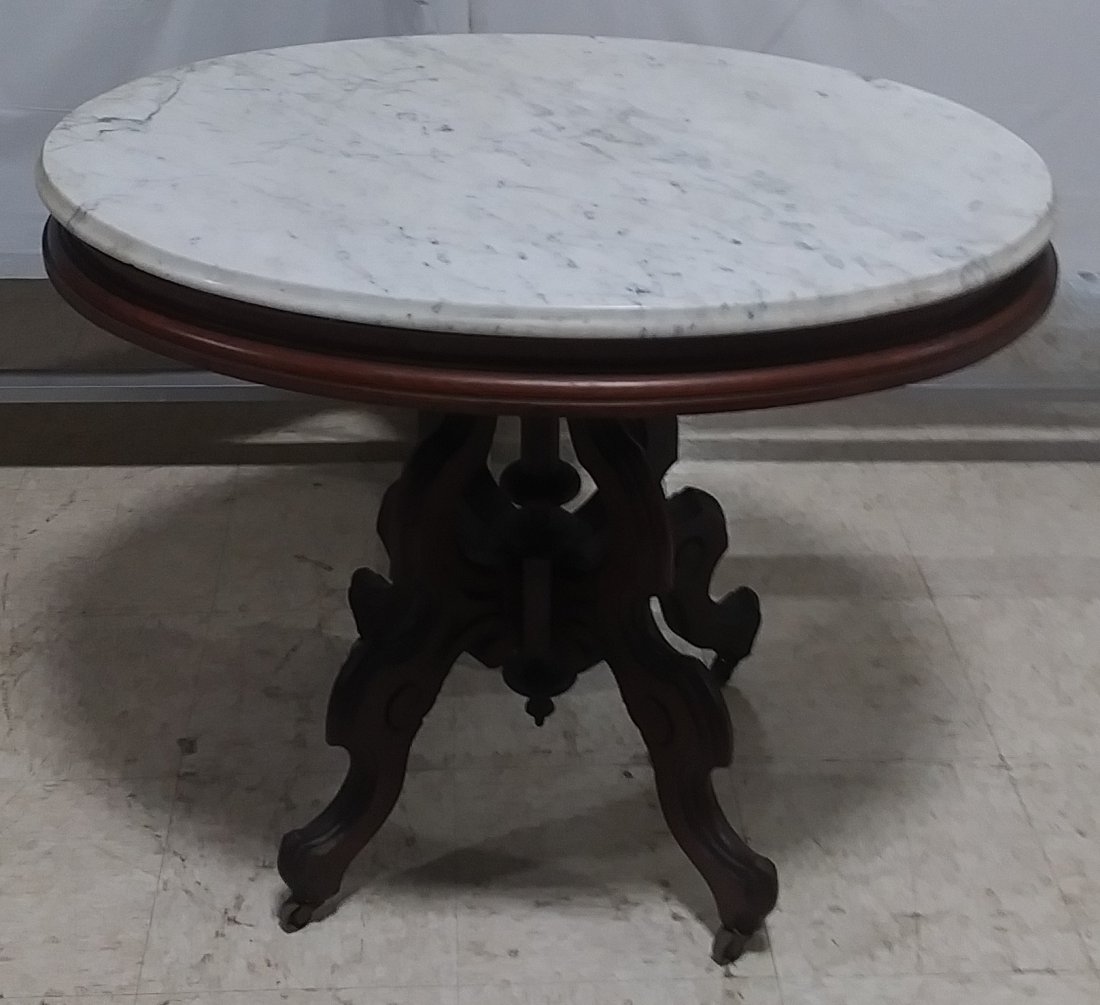 Victorian era white marble top lamp table (1 of 5)