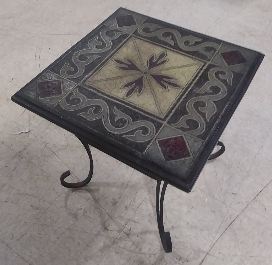 Designer side table on metal base (1 of 3)