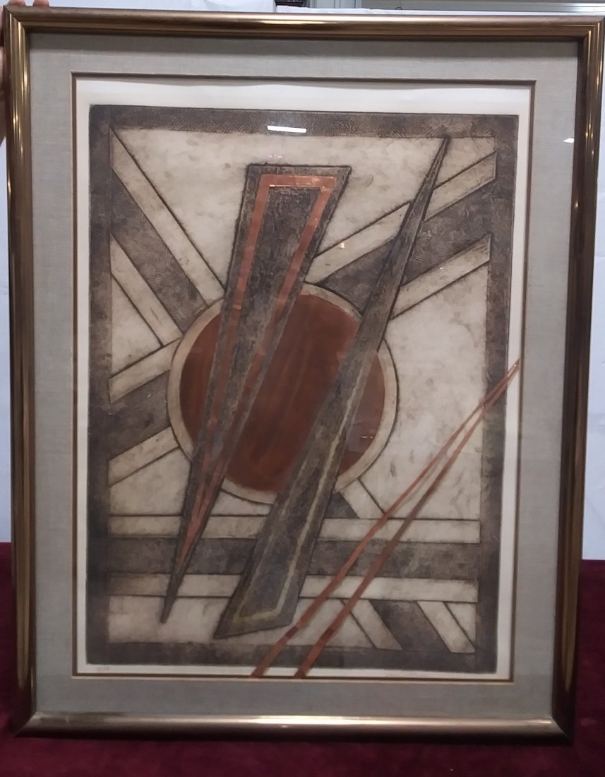 Signed Marie Berger "Starburst" etching original (1 of 7)