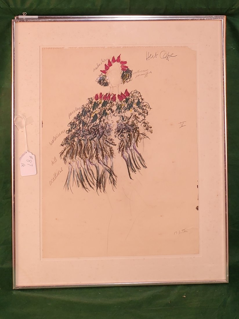 Pair Fashion Drawings  by Robert Kushner 17in x 24in (1 of 2)