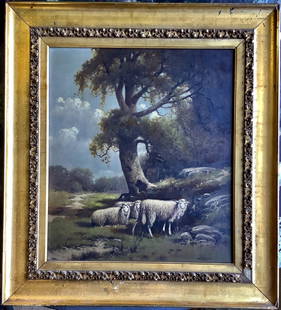 Charles Grant Davidson oil on canvas sheep: Charles Grant Davidson oil on canvas sheep 14 x 16