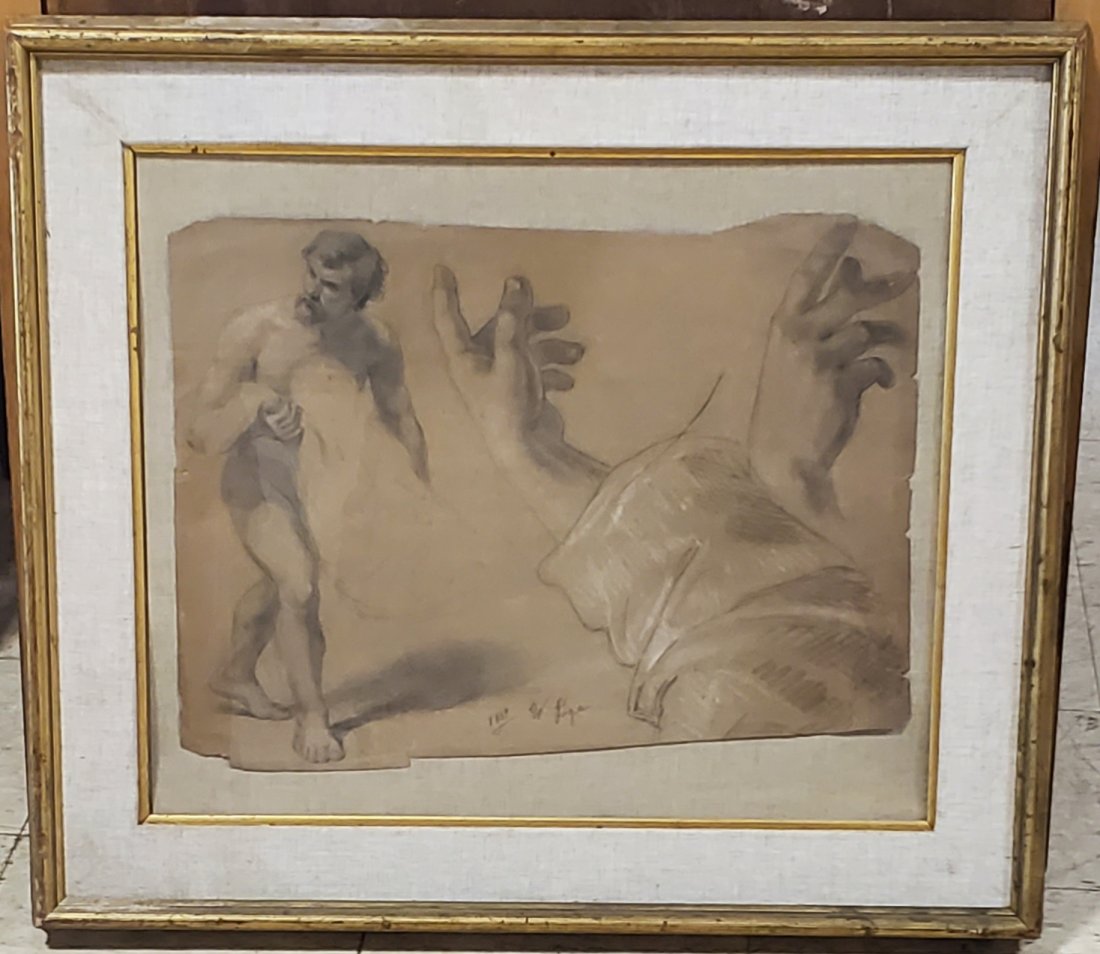 Early Albany Artist William Page  Drawing on paper 22" (1 of 3)