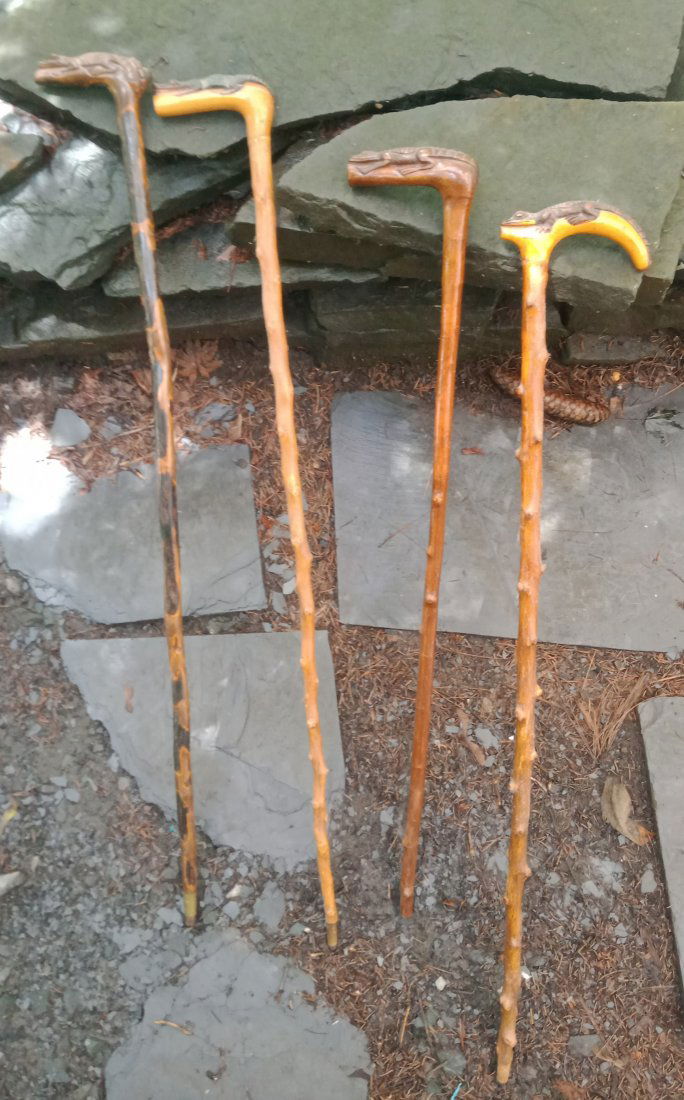 4 hand carved Alligator Crocodile Canes (1 of 8)