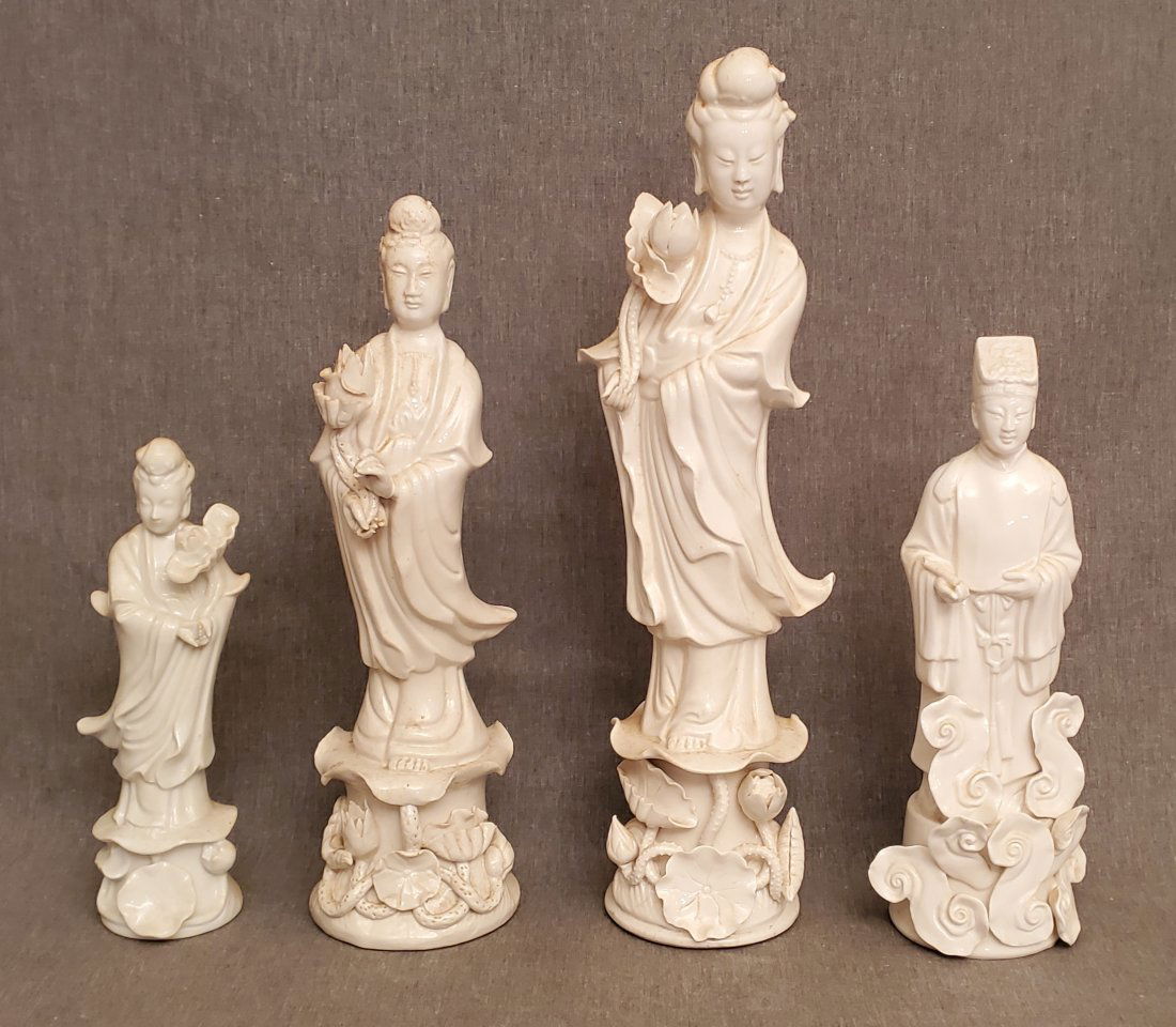 Lot of 4 Vintage Blanc de Chine Statues (1 of 10)