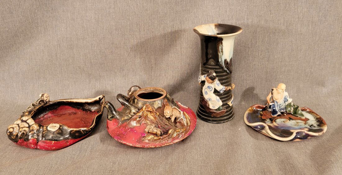 4 pieces SUMIDA GAWA Pottery vases etc (1 of 13)