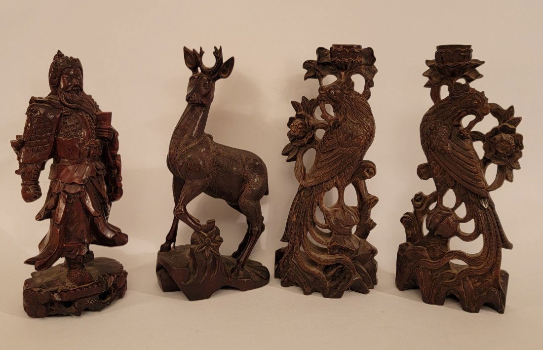 4 pieces of carved wooden Oriental figures (1 of 6)