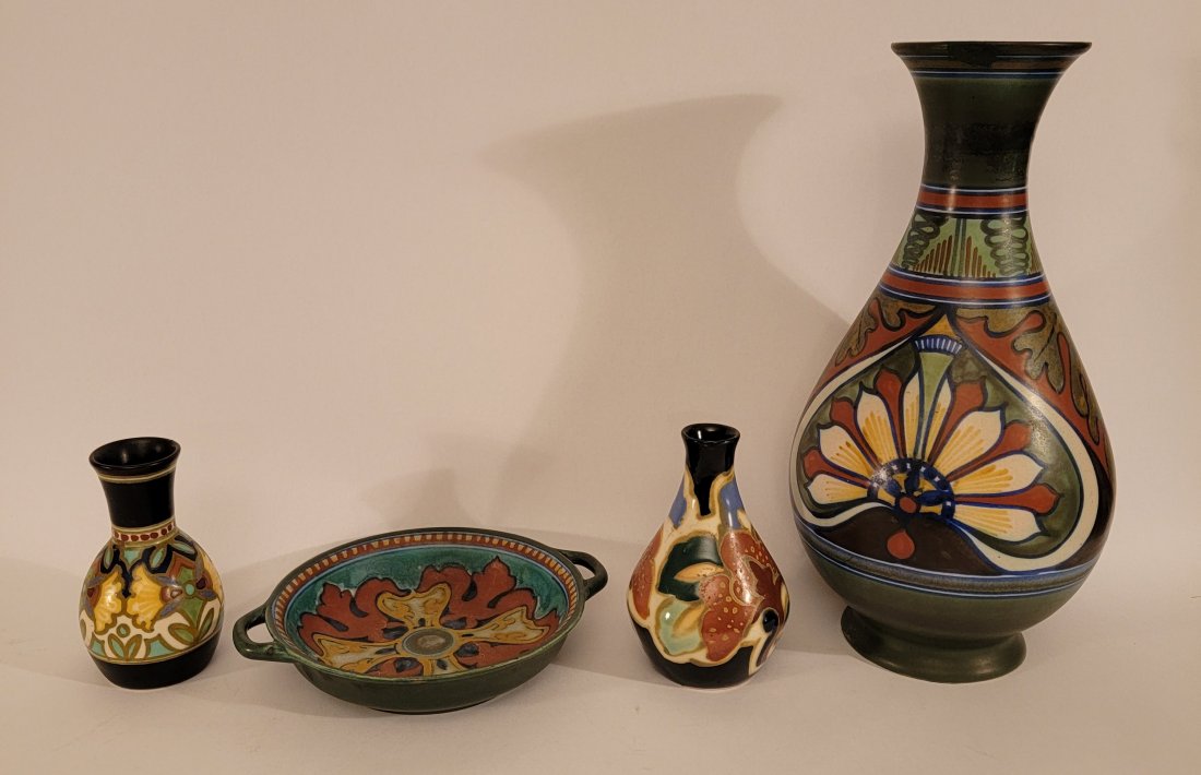 4 pieces of signed Gouda Pottery (1 of 7)