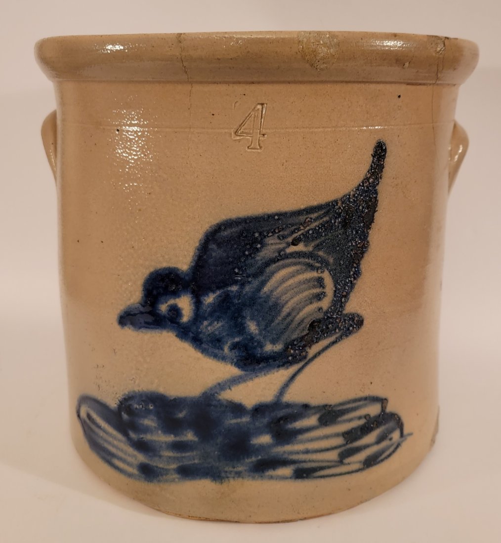 4 gallon Crock with Blue Bird design on front (1 of 6)