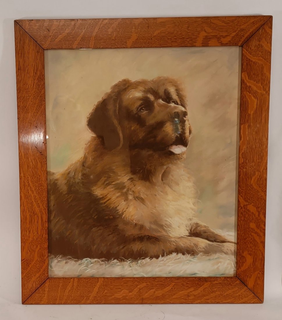 Large Pastel under glass framed Farm Dog (1 of 3)