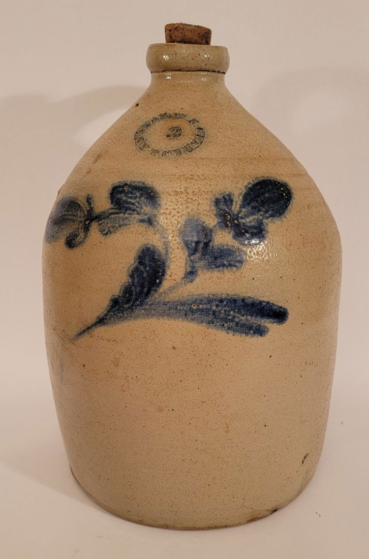 2 gallon Crock Jug with Blue floral design (1 of 6)