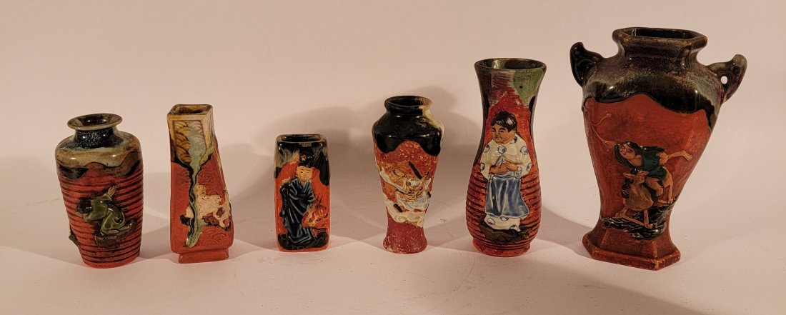 6 pieces of SUMIDA GAWA Pottery vases various sizes (1 of 7)